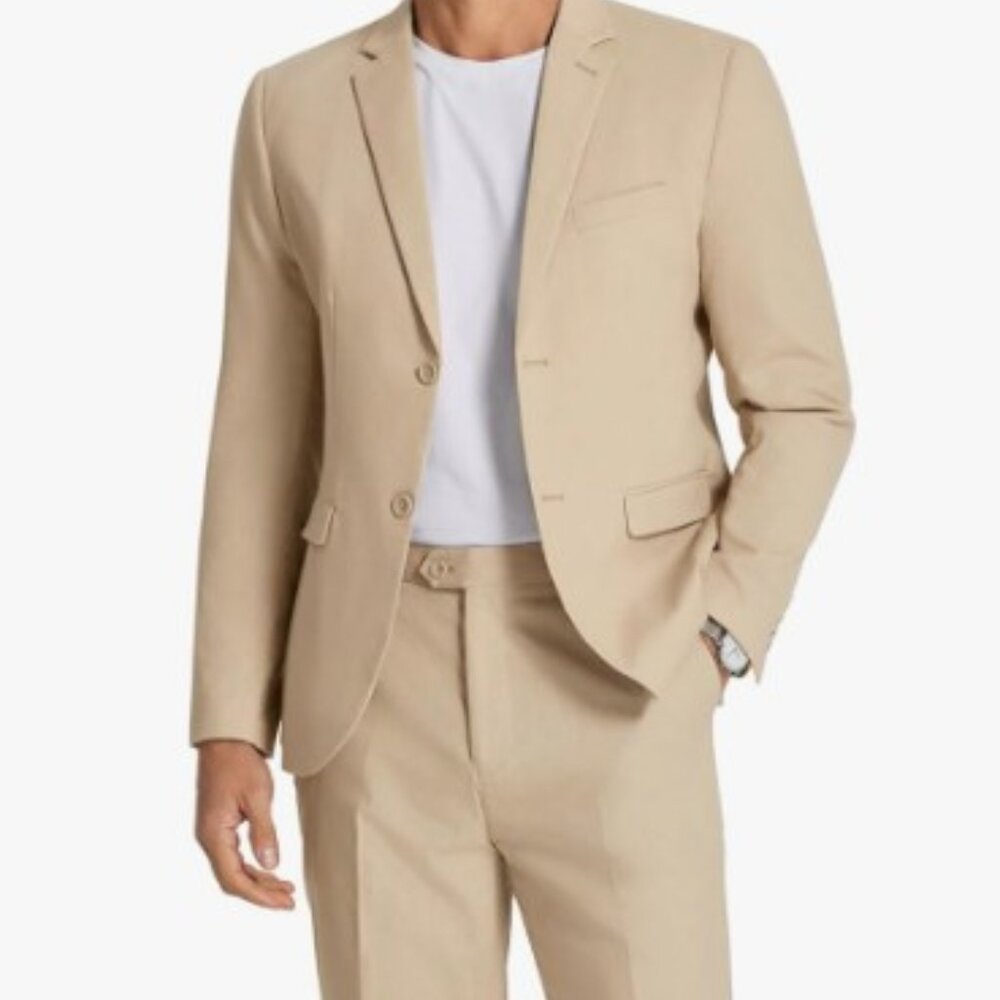 COOFANDY Men's 2 Piece Linen Suits Set Regular Fit Casual Linen Lightweight Suit